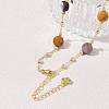 Natural Crazy Agate Faceted Flat Round Beaded Chain Necklaces with Matte Brass Beads GG-CBA37F5-01G-09-2
