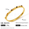 316L Surgical Stainless Steel and Natural Tiger Eye Hinged Bangles for Women WG36166-02-1