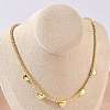 Brass Round Heart Beaded Necklaces NJEW-Z120-01G-3