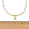 Ocean Brass Pave Blue Cubic Zirconia Sea Animals Pendant Natural Shell and Glass Seed Beaded Necklaces for Women NJEW-JN06345-01-4