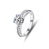 Rhodium Plated 925 Sterling Silver Micro Pave Moissanite Finger Rings for Women WGD6E9D-05-4