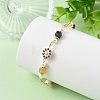 Brass Enamel Flower Link Chain Bracelets for Women BJEW-JB14164-2