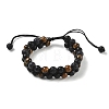 Adjustable Woven Round Synthetic Lava Rock & Imitation Quartz & Natural Tiger Eye Braided Bead Anklets for Women AJEW-D071-01C-1