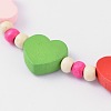Lovely Heart Wood Beaded Kids Necklaces NJEW-JN01347-02-2
