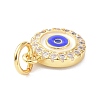 Brass Cubic Zirconia Enamel Charms ZIRC-C022-34G-4