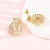 Flat Round Brass Micro Pave Clear Cubic Zirconia Stud Earrings EJEW-D351-11G-1