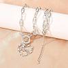 Mother's Day Brass Pave Clear Cubic Zirconia Mama Heart Pendant Necklaces NJEW-A071-04P-1