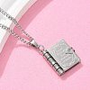 304 Stainless Steel Book Pendant Necklaces for Women LS-NJEW-U037-01A-P-3