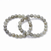 Natural Labradorite Beaded Stretch Bracelets G-T104-29-1