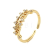 Brass Pave Cubic Zirconia Cuff Rings RJEW-U012-03G-01-1