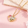Brass Colorful Enamel Hollow Flower Butterfly Heart Locket Pendant Necklaces for Women WG264A9-01-1