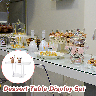 3 Sizes Rectangle Acrylic Cake Display Stands ODIS-WH0329-59-1
