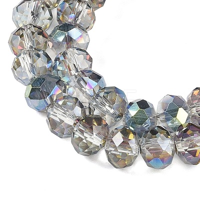 Half Rainbow Plated Faceted Rondelle Glass Beads Strands GLAA-A024E-HR01-1