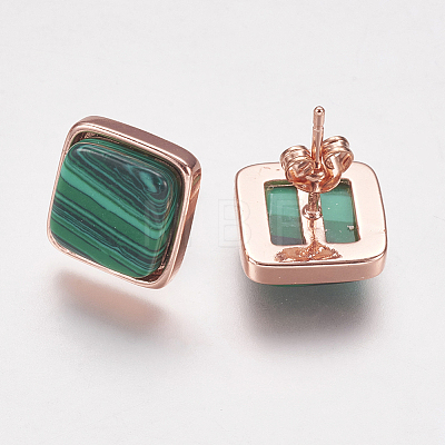 Synthetic Malachite Stud Earrings X-EJEW-F139-A01-1