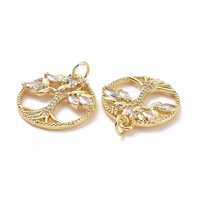 Brass Cubic Zirconia Pendants ZIRC-I062-15G-1