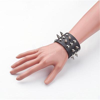 Punk Rock Style Cowhide Leather Rivet Bracelets BJEW-D438-05-1