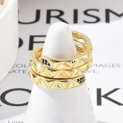 Brass Micro Pave Cubic Zirconia Open Cuff Rings for Women RJEW-R011-10G-01-1