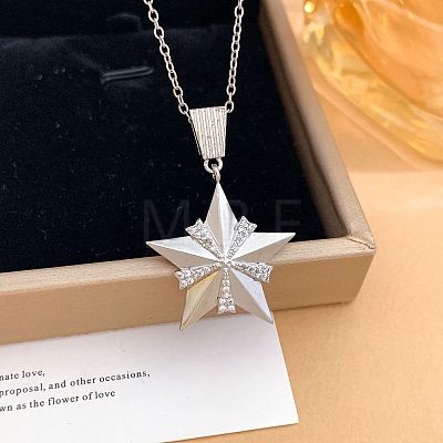Brass Micro Pave Clear Cubic Zirconia Pendant Necklaces for Women WGF4498-04-1