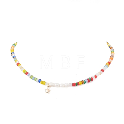 Brass Star Pendant Necklace NJEW-JN04315-1