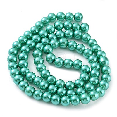 Baking Painted Pearlized Glass Pearl Round Bead Strands X-HY-Q330-8mm-29-1