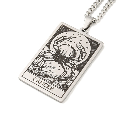 304 Stainless Steel Tarot Pendant Necklaces NJEW-A026-01P-04-1