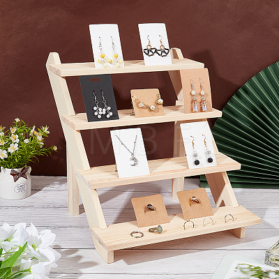 DIY 4 Tier Pine Wooden Display Risers ODIS-WH0025-109-1