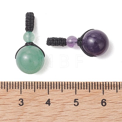 4Pcs 4 Colors Natural Carnelian & Amethyst & Green Aventurine & Tiger Eye Pendants PALLOY-TA00405-1