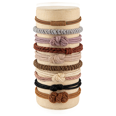 Wood Covered with Linen Headband Holder Organizer for Girls Women ODIS-WH0007-94-1