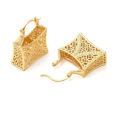 Hollow Basket Brass Hoop Earrings for Women LS-EJEW-G399-03D-G-1