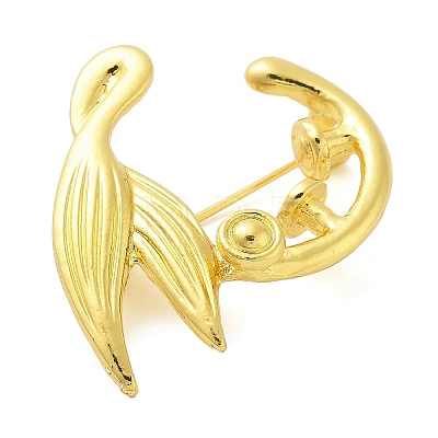 Whale Tail Zinc Alloy Brooches for Backpack Clothes JEWB-S029-01G-1