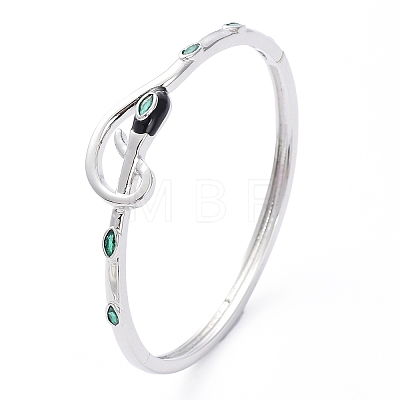 Cubic Zirconia Snake Hinged Bangle with Enamel BJEW-G673-03P-1