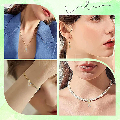 26Pcs 26 Styles Real 18K Gold Plated Brass Micro Pave Clear Cubic Zirconia Charms KK-BBC0018-09-1