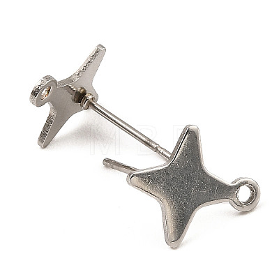 Star Shape 201 Stainless Steel Stud Earrings Findings STAS-Q251-02P-1