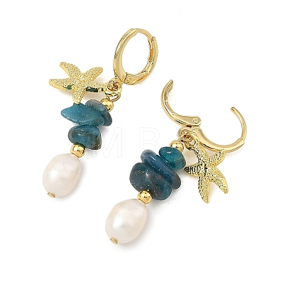 Ocean Brass Leverback Earrings EJEW-JE07463-1