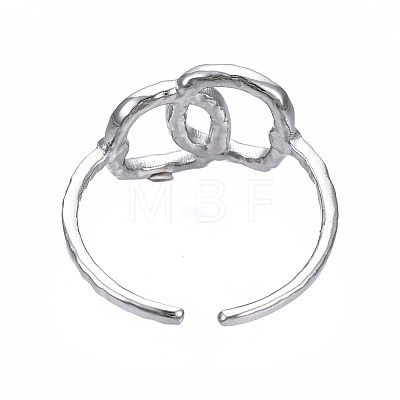 304 Stainless Steel Interlocking Oval Open Cuff Ring RJEW-T023-79P-1