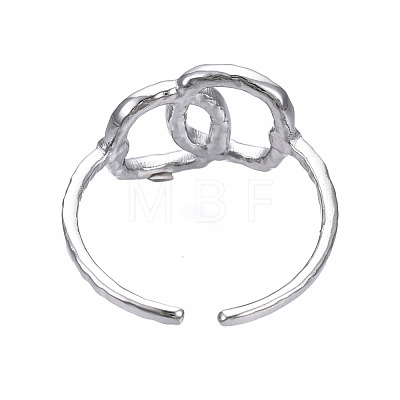 Non-Tarnish 304 Stainless Steel Interlocking Oval Open Cuff Ring RJEW-T023-79P-1