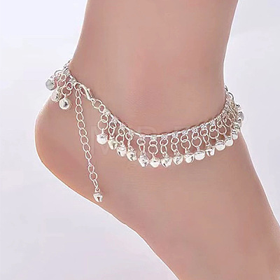 Alloy Crystal Rhinestone Bell Charm Tassel Anklets for Women WG95FC9-03-1