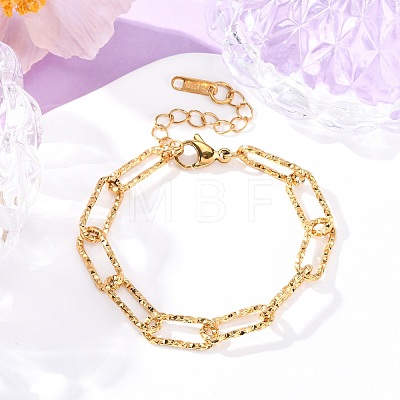 304 Stainless Steel Paperclip Chain Bracelets for Women Men LS-BJEW-A048-01G-1