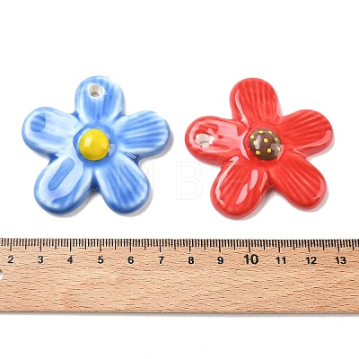 Flower Shaped Hand Painted Porcrlain Big Pendants PORC-C012-02-1