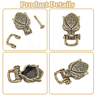 1Pc Tibetan Style Wolf Shaped Brass Shackle Clasps FIND-CY0002-14A-1