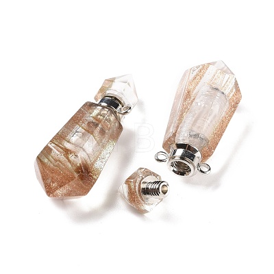 Faceted Glass Perfume Bottle Pendants GLAA-G080-01E-P-1