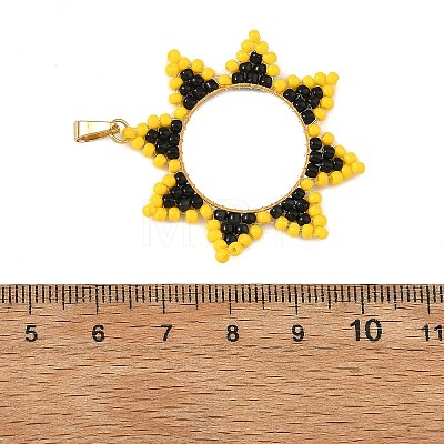 Brass & Glass Seed Beaded Pendants PALLOY-MZ01373-01-1