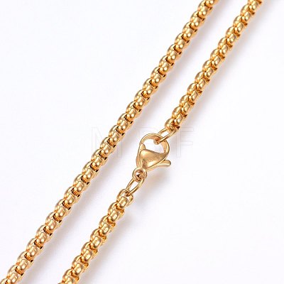 304 Stainless Steel Box Chain Necklaces NJEW-F227-09G-12-1