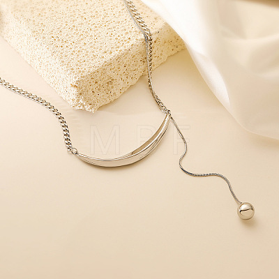 Stainless Steel Curved Bar Pendant Necklaces PW-WG4C5A2-02-1