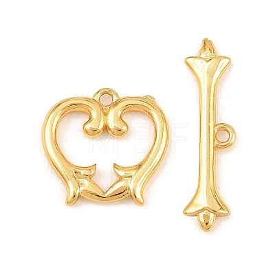 Heart Brass Toggle Clasps KK-G548-43G-04-1