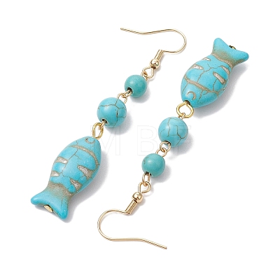 Ocean Series Synthetic Turquoise Dangle Earrings EJEW-JE05849-1