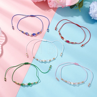 Glass & Seed Beads Braided Bead Bracelets BJEW-MZ00283-1