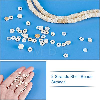  2 Strands Shell Beads Strands SSHEL-NB0001-29-1