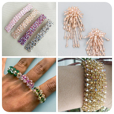 4 Strands 4 Colors AB Color Plated Opaque Glass Beads Strands GLAA-TADJ0001-20B-1