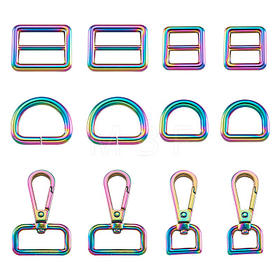 Fashewelry 18Pcs 6 Style Rectangle & D Shape Zinc Alloy Adjustable Buckle Clasps Bags Accessories For Webbing FIND-FW0001-23-1